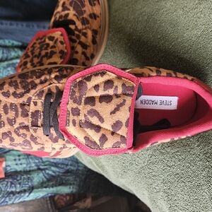 Steve Madden Leopard Sneakers with Red Trim